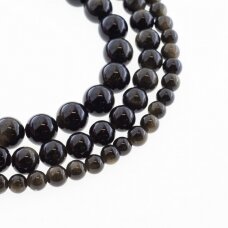 Golden Sheen Obsidian, Natural, AB Grade, Round Bead, Black, 37-39 cm/strand, 4, 6, 8, 10, 12 mm Golden Sheen Obsidian, Natural, AB Grade, Round Bead, Black, 37-39 cm/strand, 4, 6, 8, 10, 12 mm