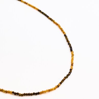 Auksaspalvis turmalinas, natūralus, B kokybė, briaunuotas, apvali forma, 37-39 cm/gija, 2 mm Auksaspalvis turmalinas, natūralus, B kokybė, briaunuotas, apvali forma, 37-39 cm/gija, 2 mm