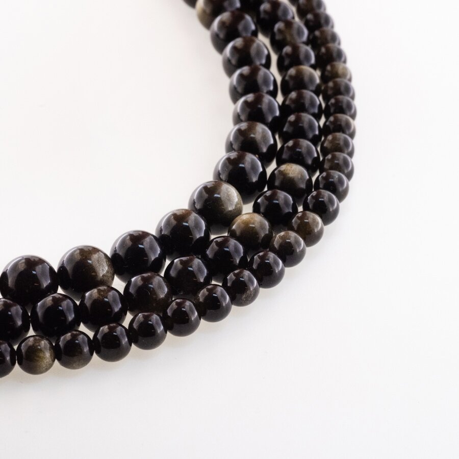 Golden Sheen Obsidian, Natural, A Grade, Round Bead, Black, 37-39 cm/strand, 4, 6, 8, 10, 12 mm Golden Sheen Obsidian, Natural, A Grade, Round Bead, Black, 37-39 cm/strand, 4, 6, 8, 10, 12 mm