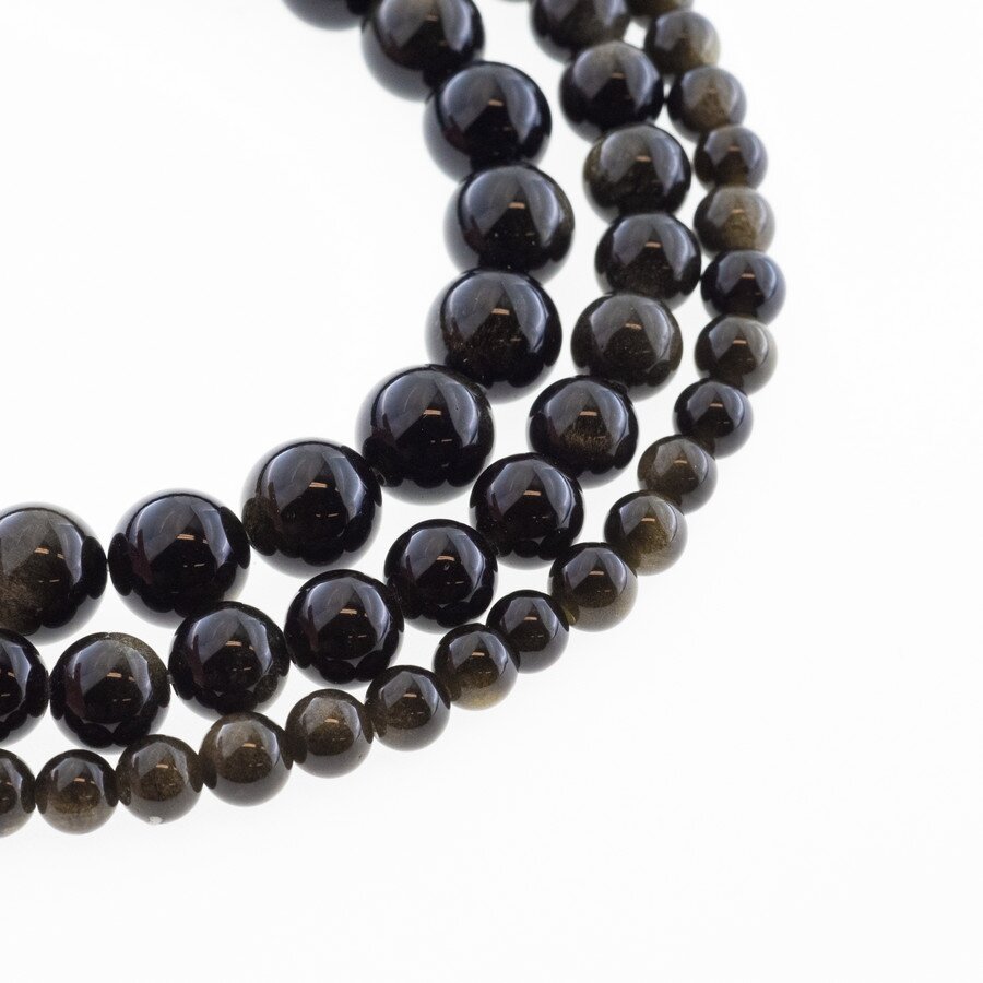 Golden Sheen Obsidian, Natural, AB Grade, Round Bead, Black, 37-39 cm/strand, 4, 6, 8, 10, 12 mm Golden Sheen Obsidian, Natural, AB Grade, Round Bead, Black, 37-39 cm/strand, 4, 6, 8, 10, 12 mm
