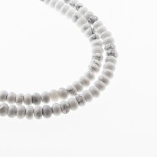 White Howlite, Natural, Abacus Rondelle Bead, 37-39 cm/strand, 6x4, 8x5 mm