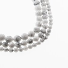 White Howlite, Natural, Faceted Round Bead, 37-39 cm/strand, 4, 6, 8, 10, 12 mm