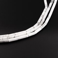 White Howlite, Natural, Tube Bead, 37-39 cm/strand, 4x13 mm