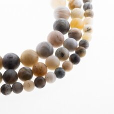 Bamboo Leaf Agate, Natural, AB Grade, Matte Round Bead, Grey-Yellow, 37-39 cm/strand, 4, 6, 8, 10, 12 mm