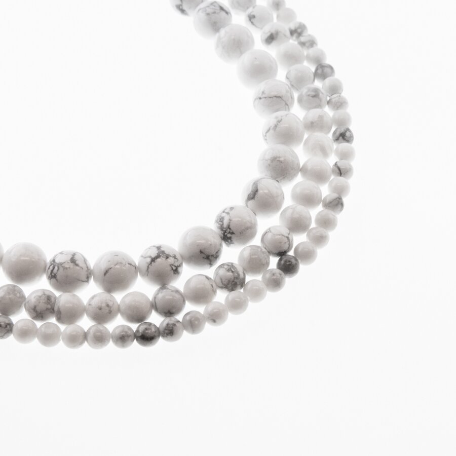 White Howlite, Natural, Round Bead, 37-39 cm/strand, 4, 6, 8, 10, 12, 14 mm White Howlite, Natural, Round Bead, 37-39 cm/strand, 4, 6, 8, 10, 12, 14 mm