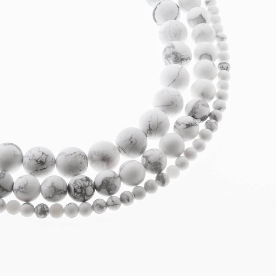 White Howlite, Natural, Matte Round Bead, 37-39 cm/strand, 4, 6, 8, 10, 12 mm White Howlite, Natural, Matte Round Bead, 37-39 cm/strand, 4, 6, 8, 10, 12 mm