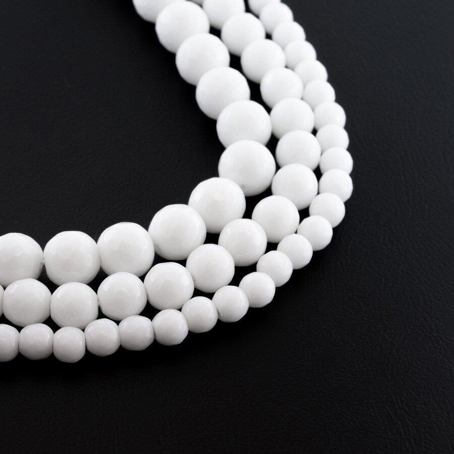 White Onyx Imitation, Faceted Round Bead, 37-39 cm/strand, 4, 6, 8, 10, 12 mm White Onyx Imitation, Faceted Round Bead, 37-39 cm/strand, 4, 6, 8, 10, 12 mm