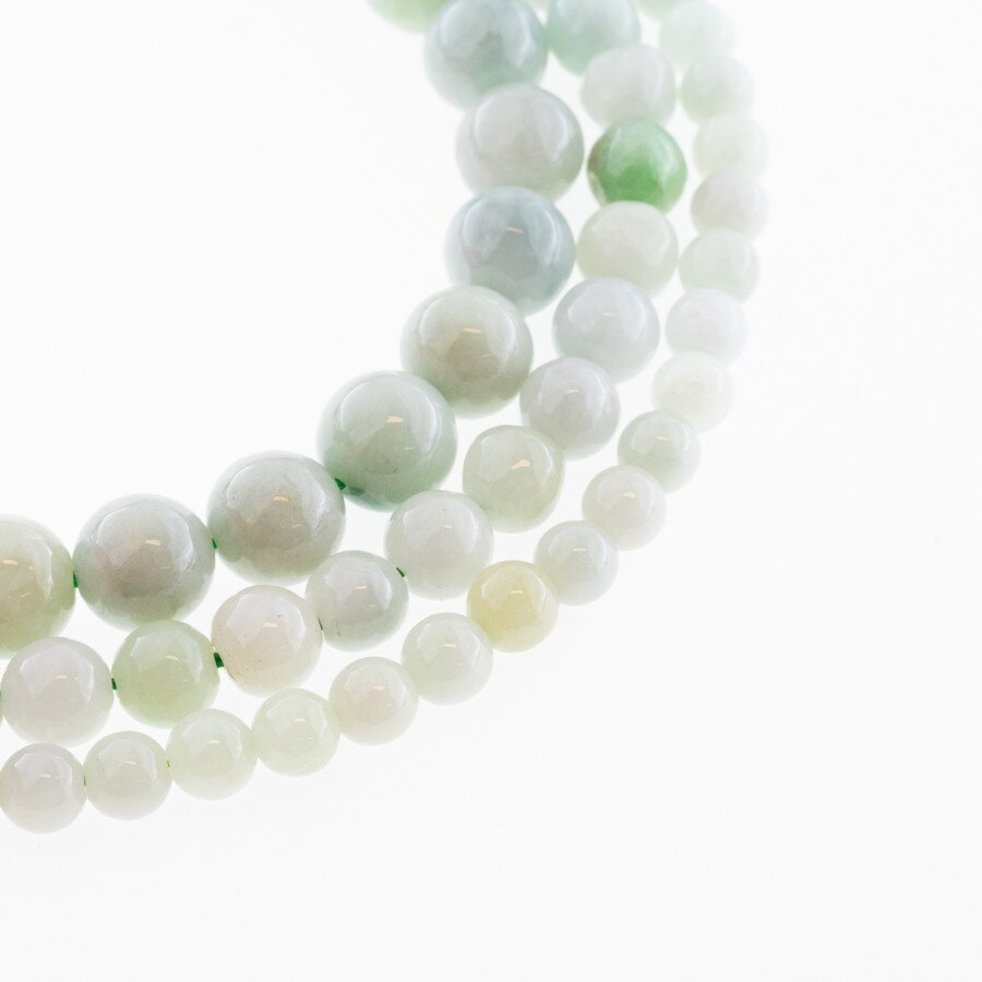 Burmese Jadeite, Natural, C Grade, Round Bead, Greenish White, 37-39 cm/strand, 6, 8, 10 mm Burmese Jadeite, Natural, C Grade, Round Bead, Greenish White, 37-39 cm/strand, 6, 8, 10 mm