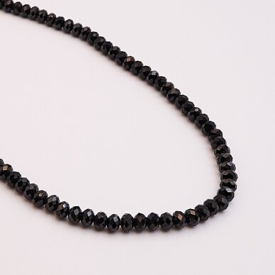Black Spinel, natural, AB quality, faceted, abacus rondelle bead, 37-39 cm/string, 3x2 mm Black Spinel, natural, AB quality, faceted, abacus rondelle bead, 37-39 cm/string, 3x2 mm
