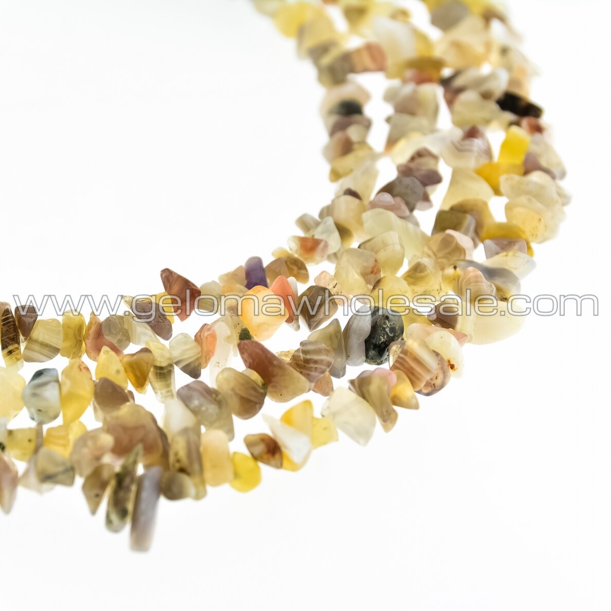Botswana Agate, Natural, B Grade, Chip Bead, Grey-Brown, 80-83 cm/strand, about 5-8 mm