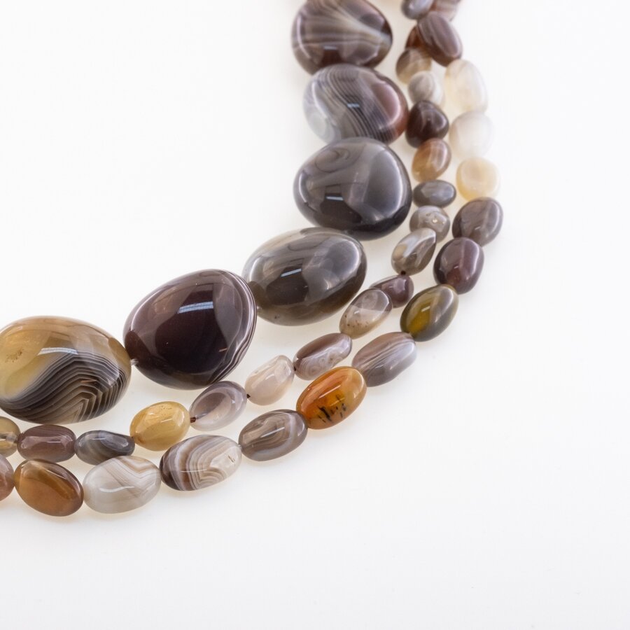 Botswana Agate, Natural, B Grade, Pebble Bead, Grey-Brown, 37-39 cm/strand, about 8x10-10x12 mm Botswana Agate, Natural, B Grade, Pebble Bead, Grey-Brown, 37-39 cm/strand, about 8x10-10x12 mm