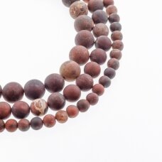 Brecciated Jasper, Natural, AB Grade, Matte Round Bead, Dark Red, 37-39 cm/strand, 4, 6, 8, 10, 12 mm
