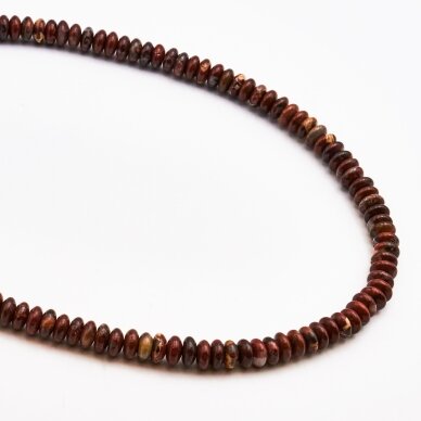 Brekčijos jaspis, natūralus, AB kokybė, abacus rondelės forma, tamsi raudona spalva, 37-39 cm/gija, 8x4 mm Brekčijos jaspis, natūralus, AB kokybė, abacus rondelės forma, tamsi raudona spalva, 37-39 cm/gija, 8x4 mm