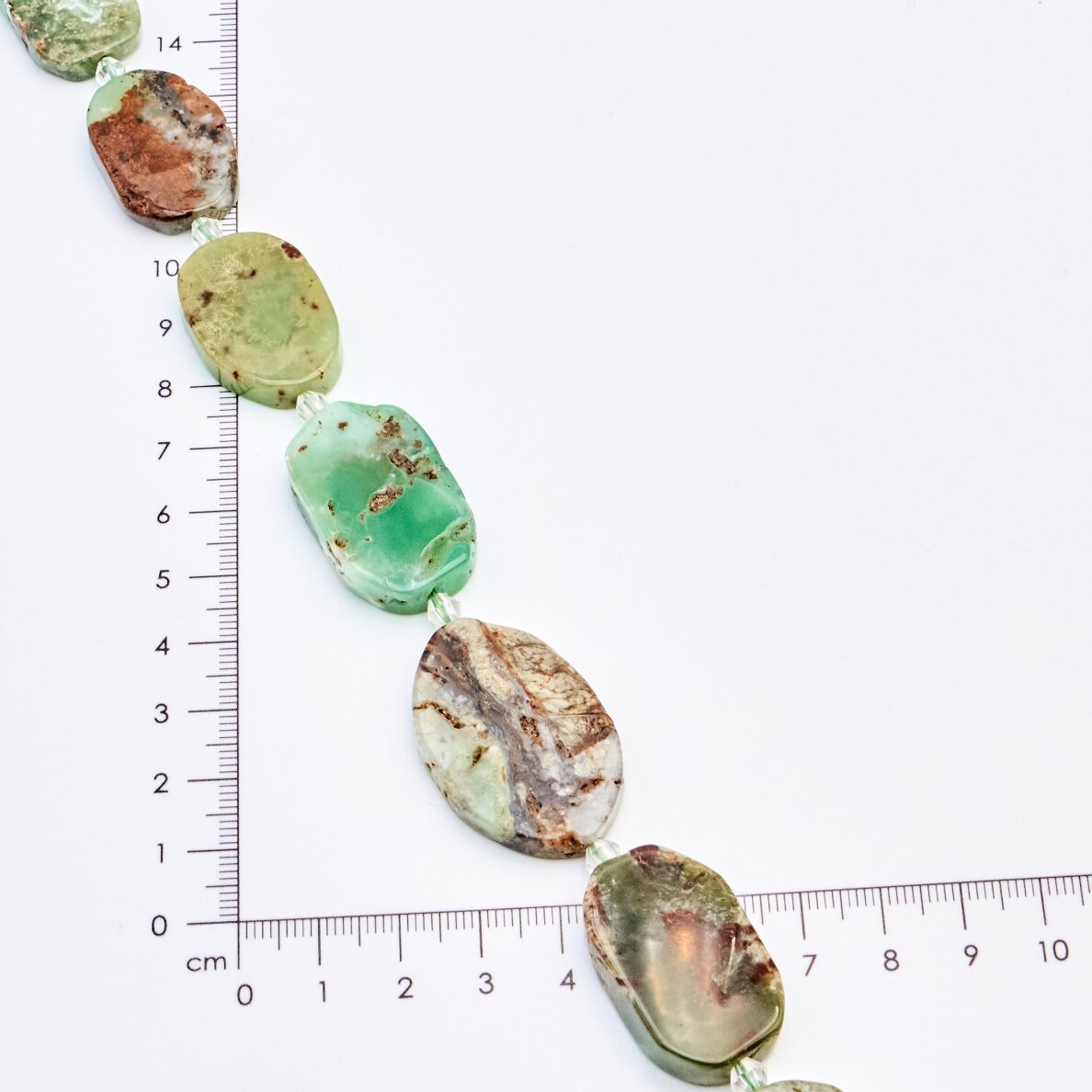 Chrysoprase, Irregular, Green, 37-40 cm/strand, thickness up to 5 mm