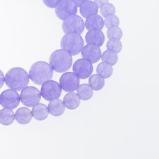 Chalcedonas, natūralus, AB kokybė, dažytas, apvali forma, violetinė spalva, 37-39 cm/gija, 4, 6, 8, 10, 12 mm