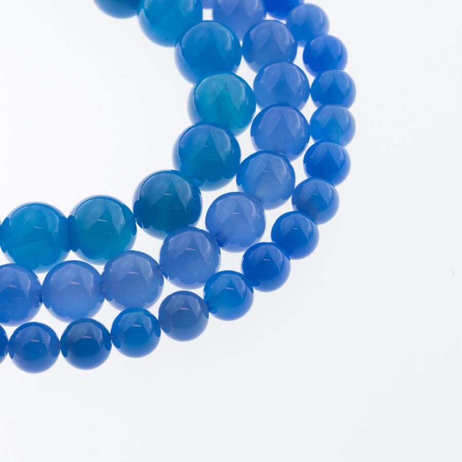Chalcedony, Natural, AB Grade, Dyed, Round Bead, Blue, 37-39 cm/strand, 4, 6, 8, 10, 12 mm Chalcedony, Natural, AB Grade, Dyed, Round Bead, Blue, 37-39 cm/strand, 4, 6, 8, 10, 12 mm
