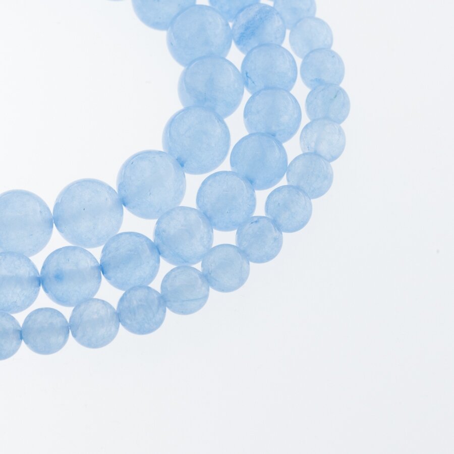 Chalcedonas, natūralus, AB kokybė, dažytas, apvali forma, žydra spalva, 37-39 cm/gija, 4, 6, 8, 10, 12 mm Chalcedonas, natūralus, AB kokybė, dažytas, apvali forma, žydra spalva, 37-39 cm/gija, 4, 6, 8, 10, 12 mm