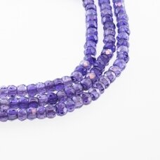 Cirkonis, briaunuotas, abacus rondelės forma, tamsi violetinė spalva, 37-39 cm/gija, 3x2 mm