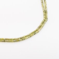 Cirkonis, briaunuotas, abacus rondelės forma, žalia spalva, 37-39 cm/gija, 3x2 mm Cirkonis, briaunuotas, abacus rondelės forma, žalia spalva, 37-39 cm/gija, 3x2 mm