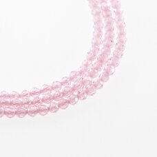 Cirkonis, briaunuotas, apvali forma, šviesi rožinė spalva, 37-39 cm/gija, 2, 3 mm