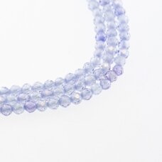 Cirkonis, briaunuotas, apvali forma, šviesi violetinė spalva, 37-39 cm/gija, 2, 3 mm Cirkonis, briaunuotas, apvali forma, šviesi violetinė spalva, 37-39 cm/gija, 2, 3 mm