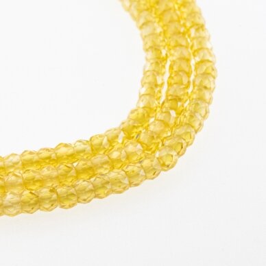 Cubic Zirconia, Natural, B Grade, Faceted Abacus Rondelle Bead, Yellow, 37-39 cm/strand, 3x2 mm