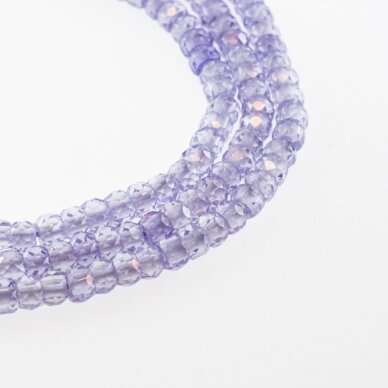 Cubic Zirconia, Natural, B Grade, Faceted Abacus Rondelle Bead, Light Violet, 37-39 cm/strand, 3x2 mm