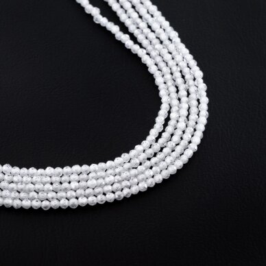 Cubic Zirconia, Natural, B Grade, Faceted Round Bead, Translucent White, 37-39 cm/strand, 2, 3 mm