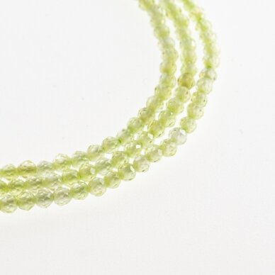 Cubic Zirconia, Natural, B Grade, Faceted Round Bead, Light Green, 37-39 cm/strand, 2, 3 mm