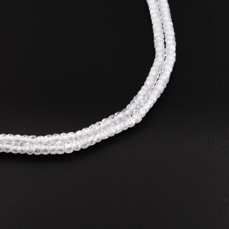 Cubic Zirconia, Natural, B Grade, Faceted Abacus Rondelle Bead, Translucent White, 37-39 cm/strand, 3x2 mm Cubic Zirconia, Natural, B Grade, Faceted Abacus Rondelle Bead, Translucent White, 37-39 cm/strand, 3x2 mm