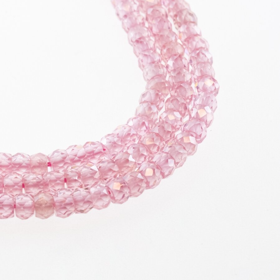 Cubic Zirconia, Natural, B Grade, Faceted Abacus Rondelle Bead, Light Pink, 37-39 cm/strand, 3x2 mm Cubic Zirconia, Natural, B Grade, Faceted Abacus Rondelle Bead, Light Pink, 37-39 cm/strand, 3x2 mm
