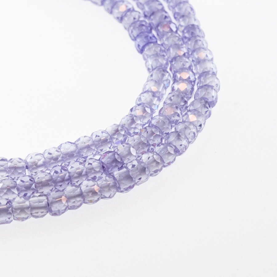 Cubic Zirconia, Natural, B Grade, Faceted Abacus Rondelle Bead, Light Violet, 37-39 cm/strand, 3x2 mm Cubic Zirconia, Natural, B Grade, Faceted Abacus Rondelle Bead, Light Violet, 37-39 cm/strand, 3x2 mm