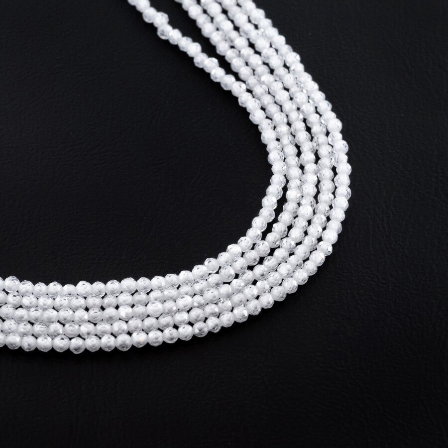 Cubic Zirconia, Natural, B Grade, Faceted Round Bead, Translucent White, 37-39 cm/strand, 2, 3 mm Cubic Zirconia, Natural, B Grade, Faceted Round Bead, Translucent White, 37-39 cm/strand, 2, 3 mm