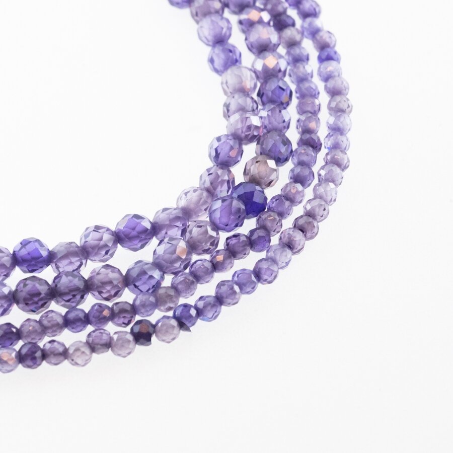 Cubic Zirconia, Natural, B Grade, Faceted Round Bead, Violet, 37-39 cm/strand, 2, 3 mm Cubic Zirconia, Natural, B Grade, Faceted Round Bead, Violet, 37-39 cm/strand, 2, 3 mm
