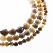 Crazy Lace Agate, Natural, AB Grade, Round Bead, Yellow-Grey, 37-39 cm/strand, 4, 6, 8, 10, 12 mm