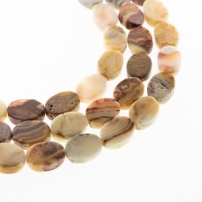 Crazy Lace Agate, Natural, AB Grade, Flat Oval Bead, Yellow-Grey, 37-39 cm/strand, 10x15 mm