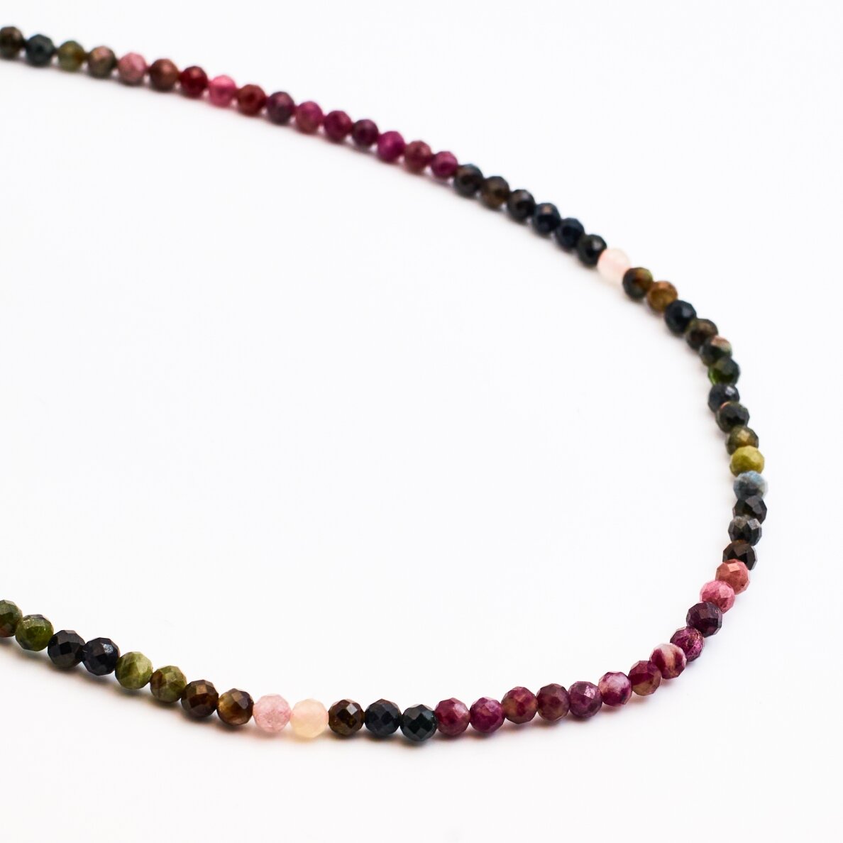 Multicolor Tourmaline, natural, AB quality, faceted, round bead, 37-39 cm/string, 2 mm Multicolor Tourmaline, natural, AB quality, faceted, round bead, 37-39 cm/string, 2 mm