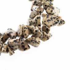 Dalmatian Jasper, Natural, B Grade, Chip Bead, Black-spotted Beige, 80-83 cm/strand, about 5-8, 8-12 mm