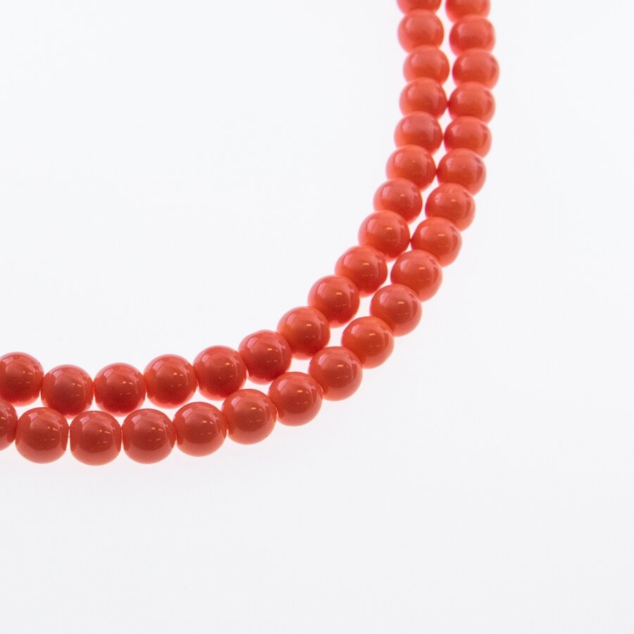 Szkło lakierowane, kształt okrągły, #17 łososiowy kolor, 72szt./sznur, 8mm Szkło lakierowane, kształt okrągły, #17 łososiowy kolor, 72szt./sznur, 8mm