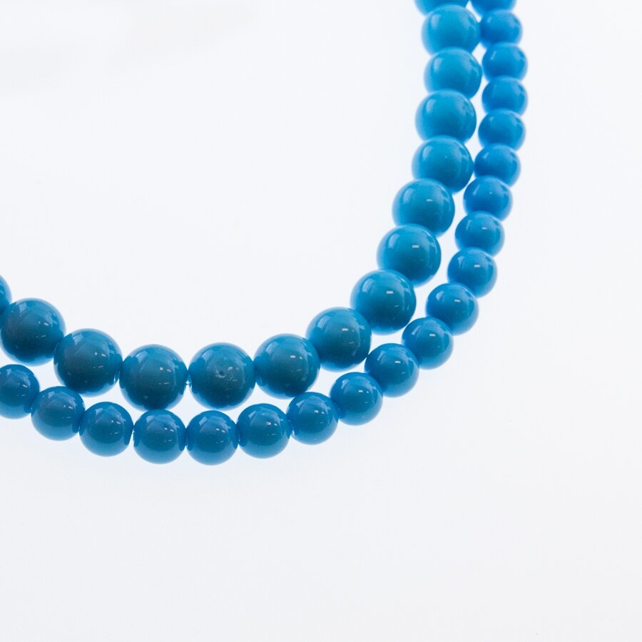 Dyed Glass, Round Bead, #30 Sky Blue, 72 pcs/strand, 8/10 mm Dyed Glass, Round Bead, #30 Sky Blue, 72 pcs/strand, 8/10 mm