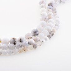 Dendritic White Opal, Natural, B Grade, Round Bead, Greyish White, 37-39 cm/strand, 6, 8, 10, 12 mm