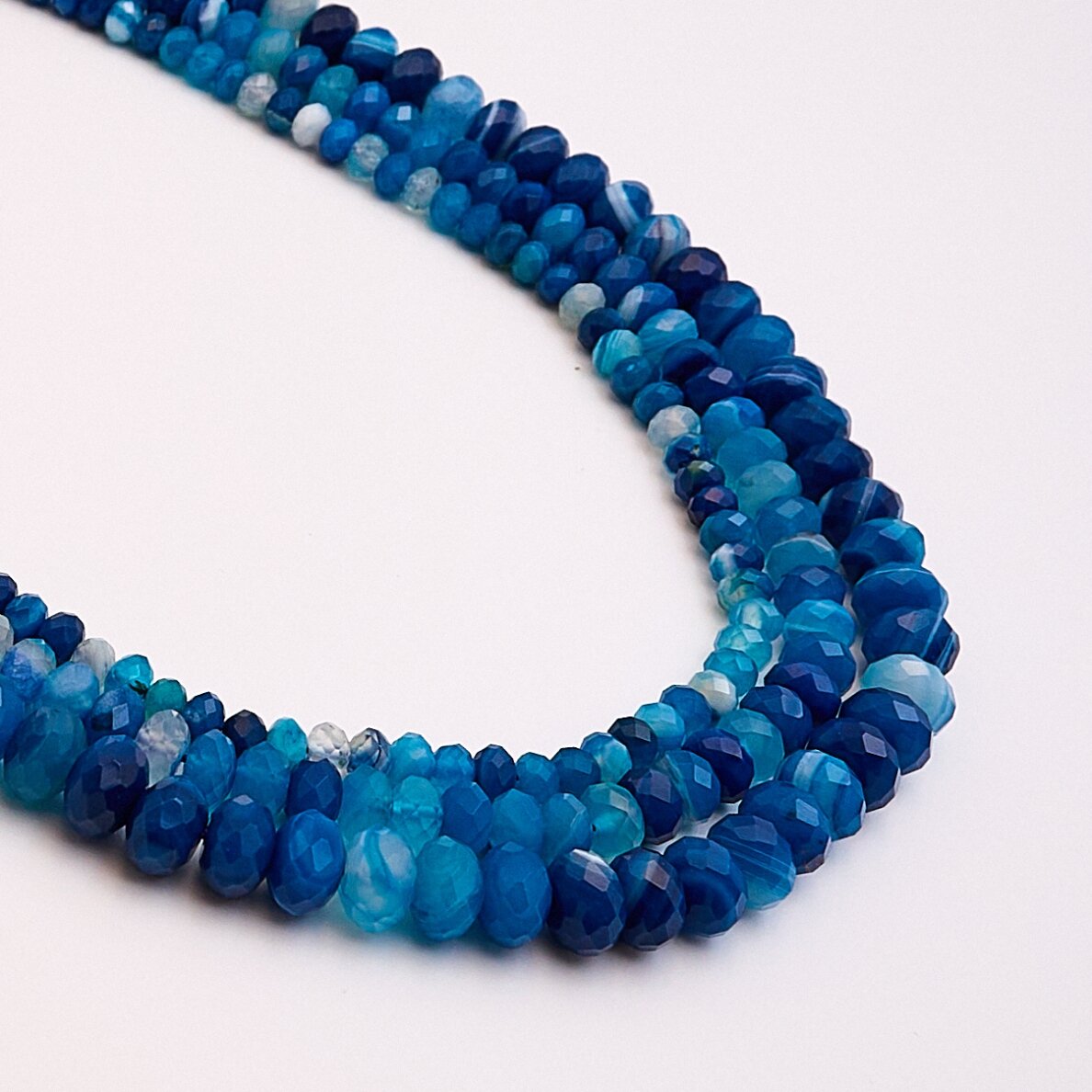 Striped Agate, Natural, A Grade, Dyed, Faceted Rondelle Bead, 37-39 cm/strand, 6x10 mm