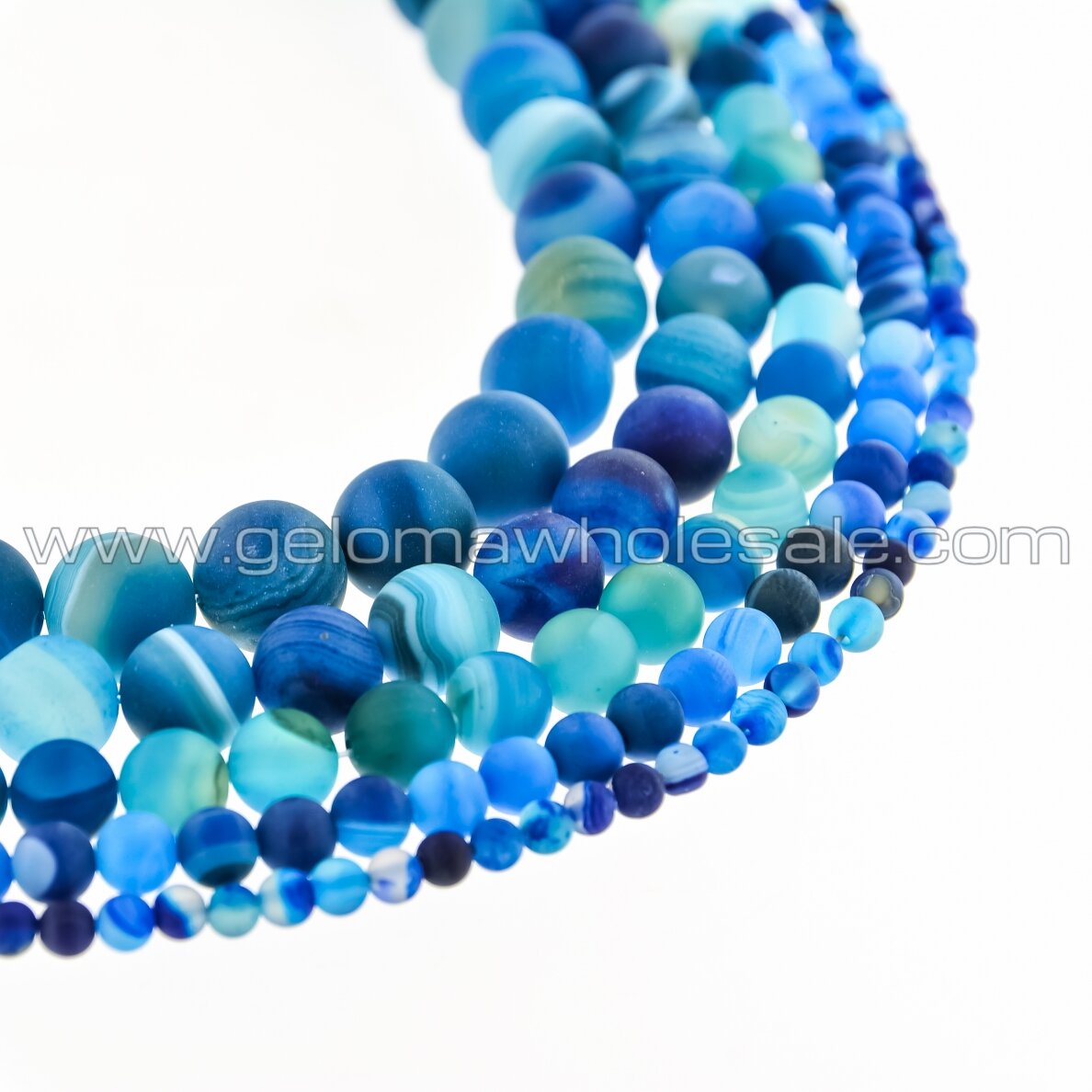 Striped Agate, Natural, A Grade, Dyed, Matte Round Bead, Blue, 37-39 cm/strand, 4, 6, 8, 10, 12, 14 mm Striped Agate, Natural, A Grade, Dyed, Matte Round Bead, Blue, 37-39 cm/strand, 4, 6, 8, 10, 12, 14 mm