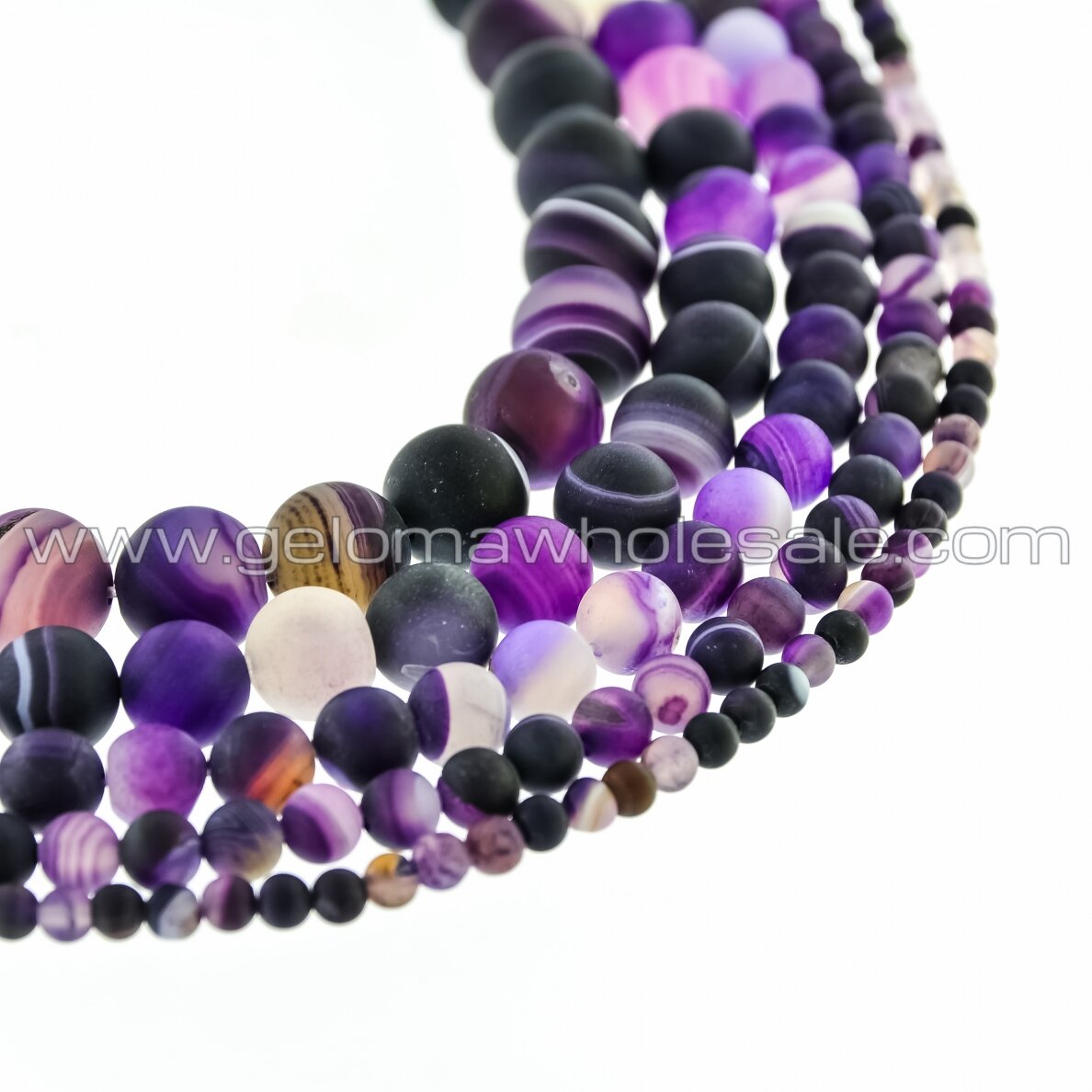 Striped Agate, Natural, A Grade, Dyed, Matte Round Bead, Violet, 37-39 cm/strand, 4, 6, 8, 10, 12, 14 mm Striped Agate, Natural, A Grade, Dyed, Matte Round Bead, Violet, 37-39 cm/strand, 4, 6, 8, 10, 12, 14 mm
