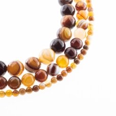 Striped Agate, Natural, A Grade, Dyed, Round Bead, Coffee, 37-39 cm/strand, 4, 6, 8, 10, 12, 14, 16 mm