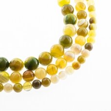 Striped Agate, Natural, A Grade, Dyed, Round Bead, Light Green, 37-39 cm/strand, 4, 6, 8, 10, 12, 14 mm