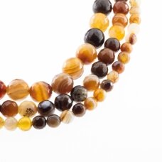 Striped Agate, Natural, A Grade, Dyed, Faceted Round Bead, Coffee, 37-39 cm/strand, 4, 6, 8, 10, 12, 14 mm