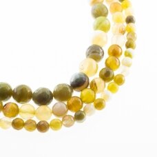 Striped Agate, Natural, A Grade, Dyed, Faceted Round Bead, Light Green, 37-39 cm/strand, 4, 6, 8, 10, 12, 14 mm