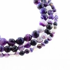 Dryžuotas agatas, natūralus, A kokybė, dažytas, briaunuotas, apvali forma, violetinė spalva, 37-39 cm/gija, 4, 6, 8, 10, 12, 14 mm Dryžuotas agatas, natūralus, A kokybė, dažytas, briaunuotas, apvali forma, violetinė spalva, 37-39 cm/gija, 4, 6, 8, 10, 12, 14 mm