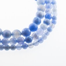Striped Agate, Natural, A Grade, Dyed, Faceted Round Bead, Sky Blue, 37-39 cm/strand, 4, 6, 8, 10, 12, 14 mm